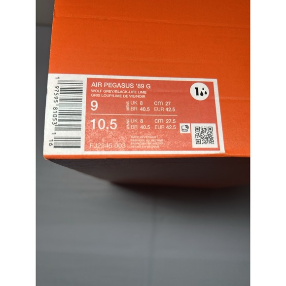 Nike Air Pegasus 89 Golf Black Grey Life‎ Lime - Sz 9 - FJ2245 003 - New/No Lid main image 5